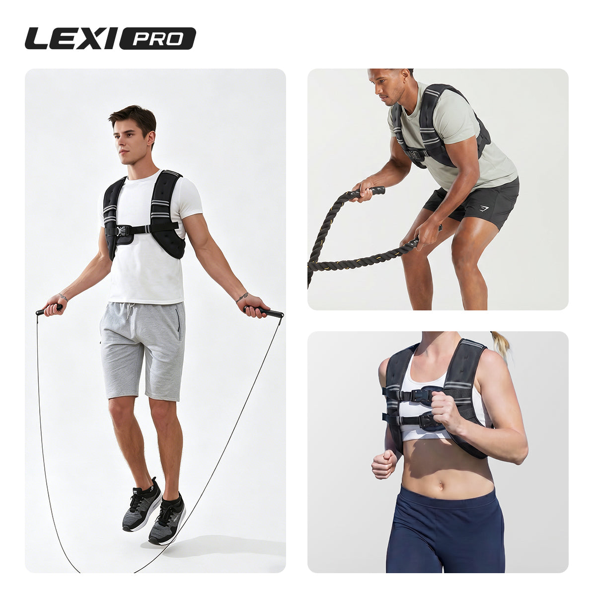 LEXI Weighted Vest for Men & Women | Adjustable Weighted Training Vest (6–20lbs) with Phone Pocket & Reflective Stripes for Running, Rucking & Strength Training