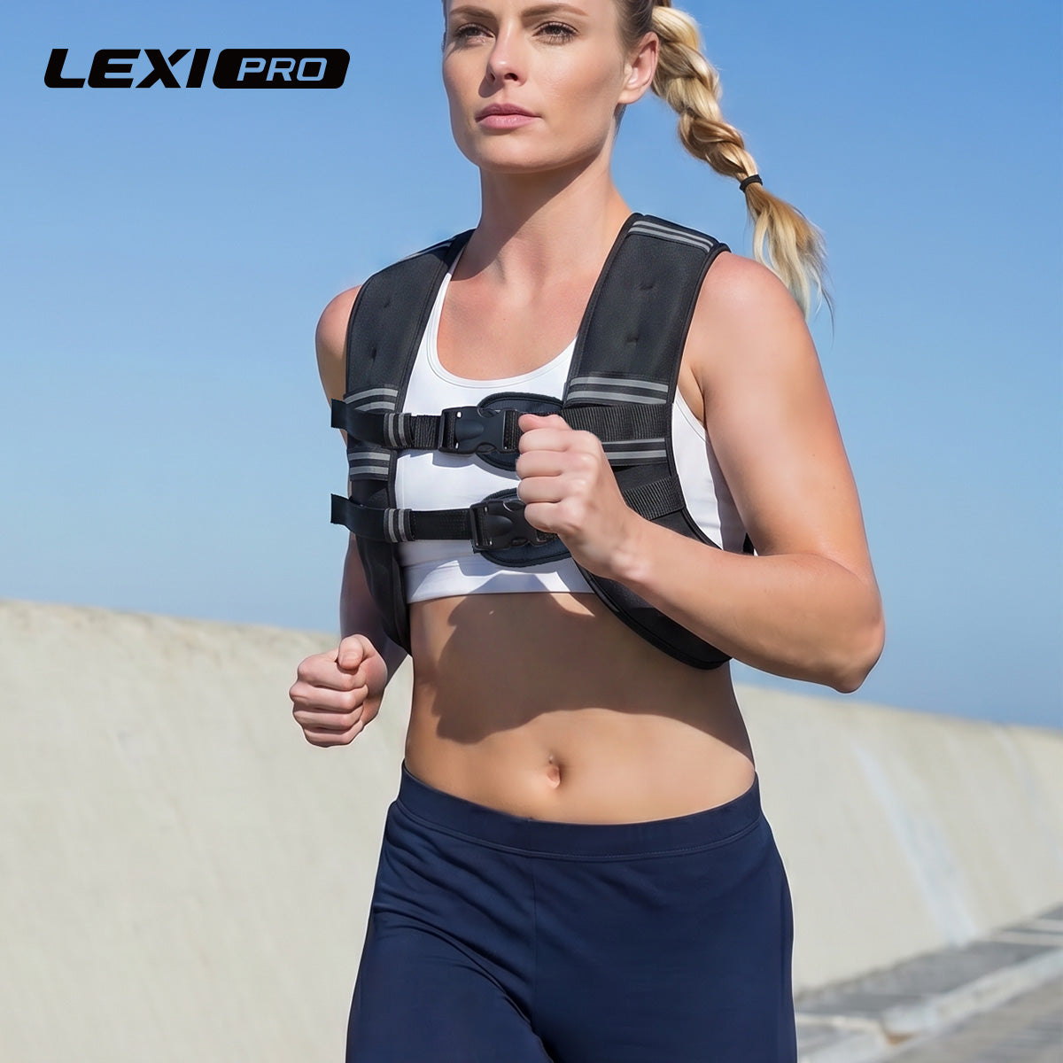 LEXI Weighted Vest for Men & Women | Adjustable Weighted Training Vest (6–20lbs) with Phone Pocket & Reflective Stripes for Running, Rucking & Strength Training