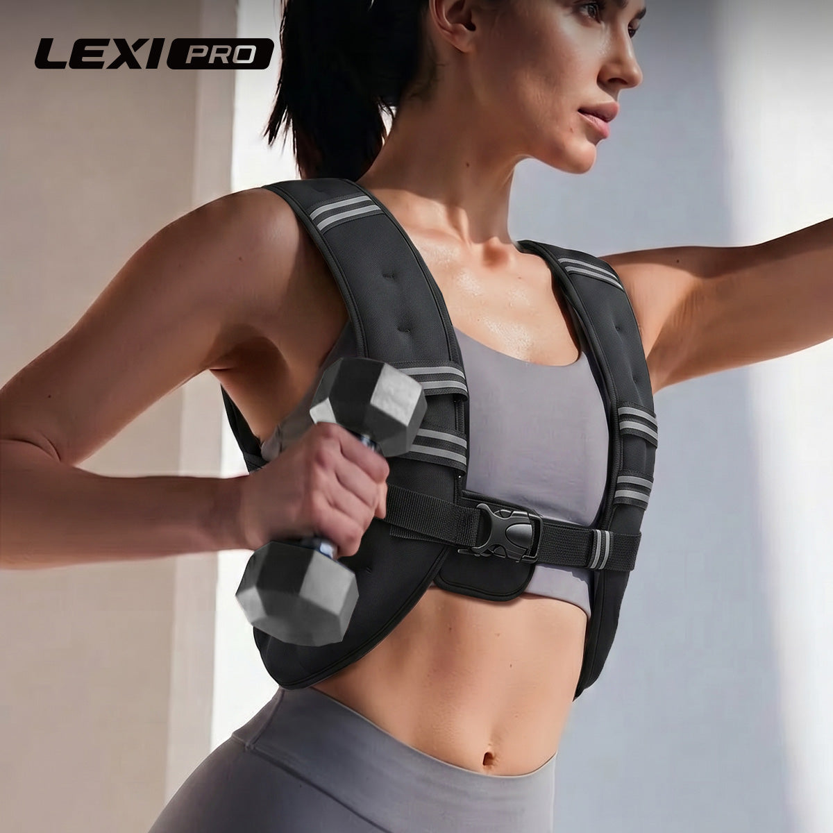 LEXI Weighted Vest for Men & Women | Adjustable Weighted Training Vest (6–20lbs) with Phone Pocket & Reflective Stripes for Running, Rucking & Strength Training
